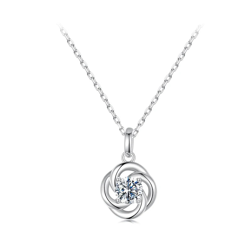 925 Sterling Silver Four-leaf Clover Moissanite Pendant Necklace