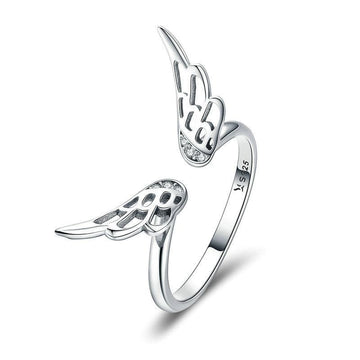 Authentic 925 Sterling Silver Classic Feathers Wings Ring