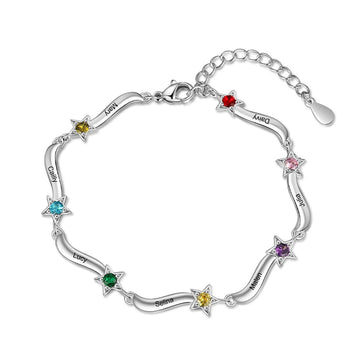 Personalized Inlaid Birthstone Star Bracelet