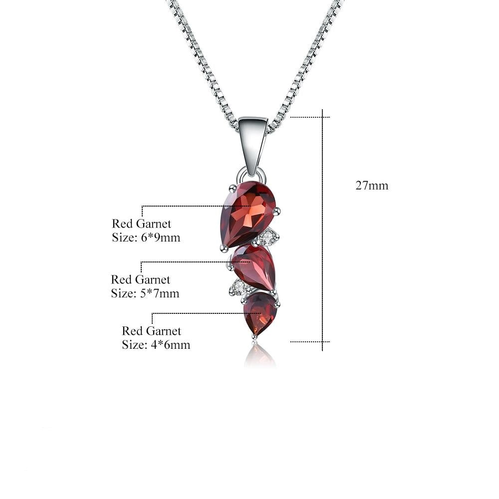 925 Sterling Silver Birthstone Natural Garnet Gemstone Pendant Necklace