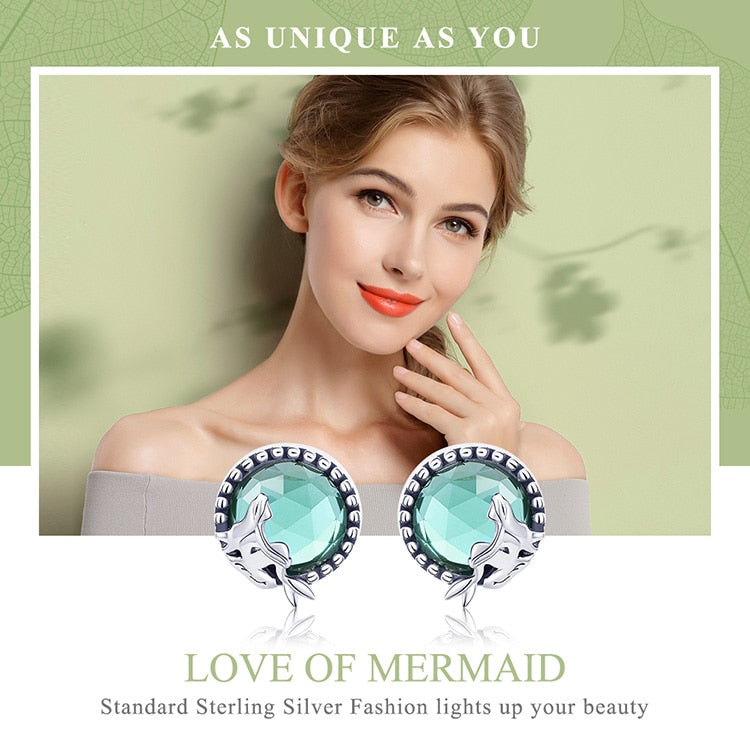 925 Sterling Silver Fairy Story Light Green Stud Earrings