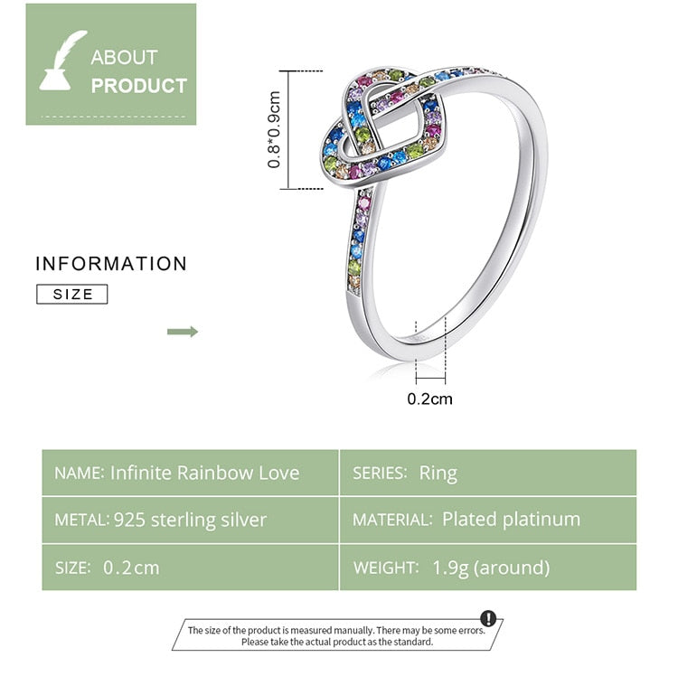 925 Sterling Silver Infinite Rainbow Love Ring