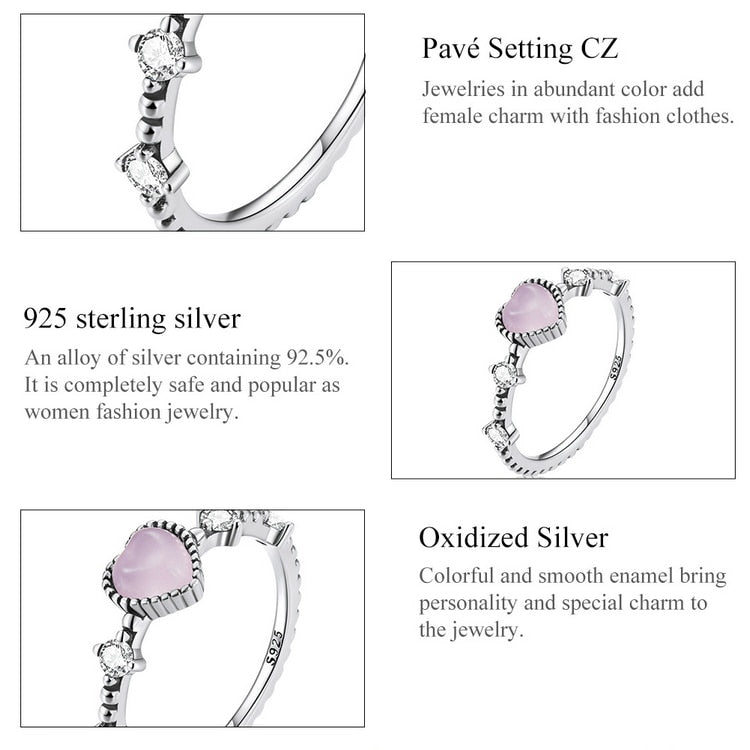 925 Sterling Silver Pink Heart Ring