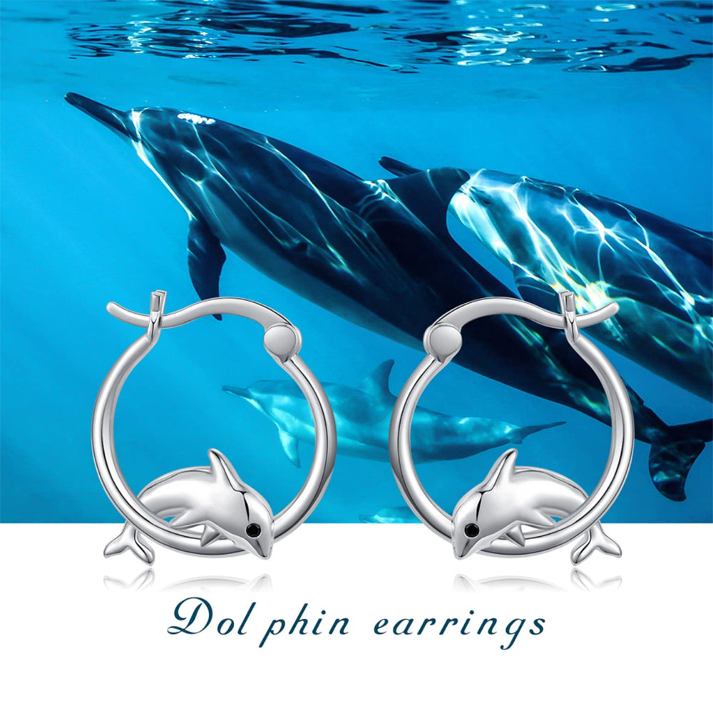 Silver Plated Dolphin Stud Earrings